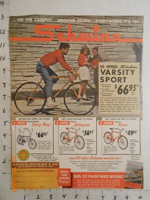 1965 Arnold Schwinn CO Bicycle Varsity Sport Sting-Ray Racer Collegiate bike ad