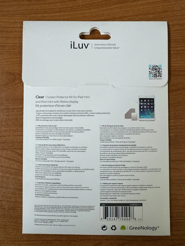 iLuv Clear Screen Protection Kit for Apple iPad Mini 1 / 2 / 3 2 Pack PET Film - Image 2 of 2