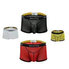 Men's Comforable Lingerie Mesh See-through Boxer Briefs Shorts Underwears M-XXL