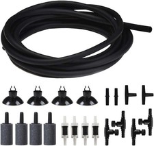 Aquarium Air Pump Accessories Set 25FT Airline Tubing Black Standard Air Stones,
