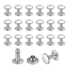 50 Set Leather Rivets 8mm Double Cap Rivets 10mm Height Tubular Studs Silver