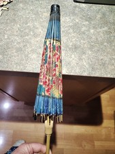 Vintage Japanese Parasol Hand painted Flowers Umbrella