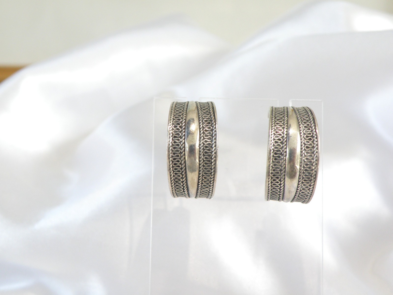 Vintage Solid Sterling Silver 925 Unique Weave Ho… - image 9