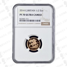 2014 Gold Proof Half Sovereign PF70 Ultra Cameo