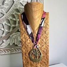 Vintage Horse Brass Carter Farm Worker Scarf Necklace Equestrian Jewelry