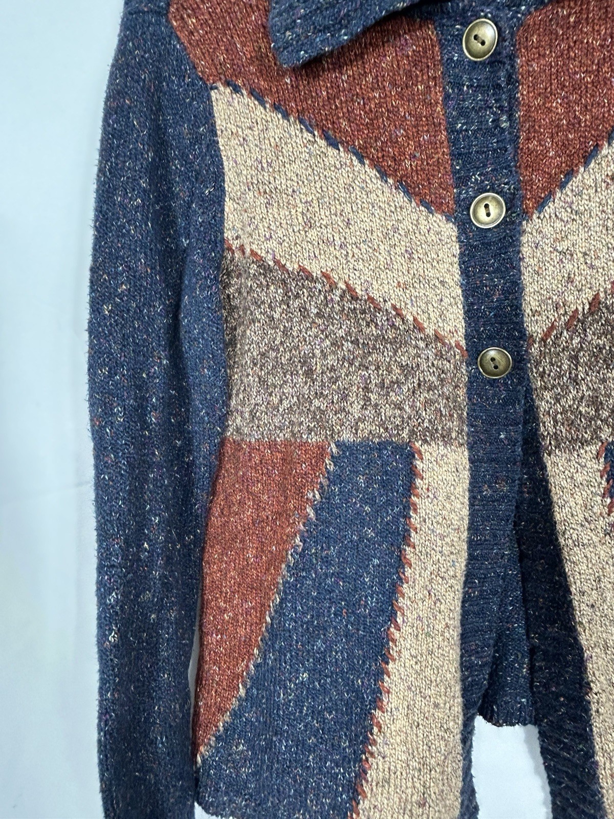 Vintage Alfred Dunner Collared Patchwork Cardigan… - image 2