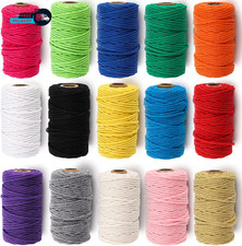 15 Rolls Cord 3Mm X 480 Yards Natural Cotton Rope 4-Strand Twisted