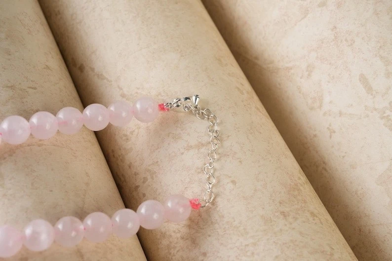 Friendship A++ Rose Quartz Smooth Round Gemstone Beads Unisex Long Necklace 32'' - Image 2 of 4