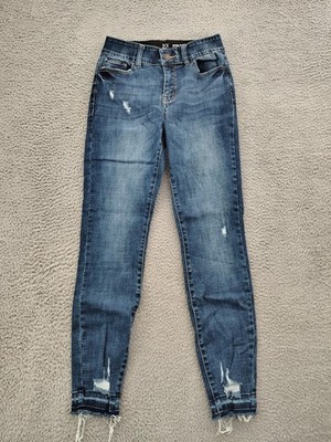 New York & Company Mya Curvy Jeans Womens 6 Blue High Rise Skinny Distressed