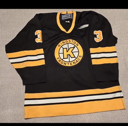 RARE BAUER OHL Kingston Frontenacs #3 Game Worn Hockey Jersey Men's Size 54