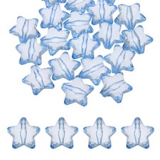 20 Pcs 28mm Sky Blue Acrylic Crystal Star Beads Clear Faceted Beads for DIY