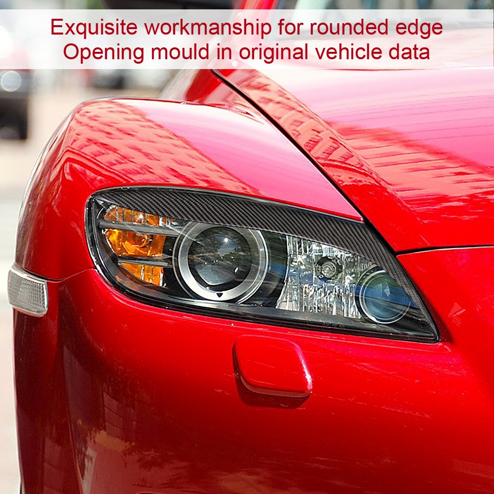 Headlight Eyebrow Carbon Fiber Front Lamp Eyelids Trim Stickers For RX8