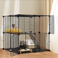 Uforic 2  Tier 28" Cat Cage, Metal, Indoor/Outdoor Use, Black