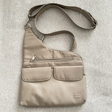 Travelon Taupe Crossbody Travel Shoulder Bag RFID Anti-Theft Protection EUC