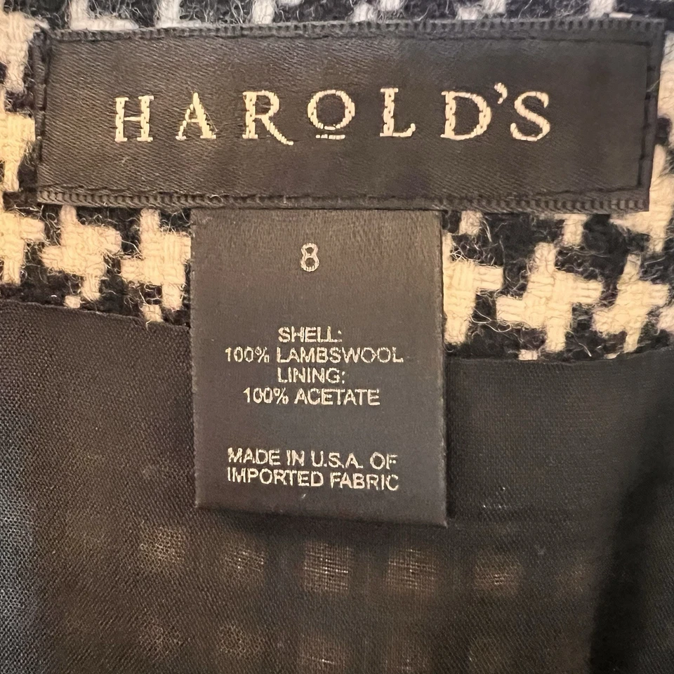 Falda HAROLDS para mujer talla 8 100 % lana espiga negra blanca forrada bolsillo sintético Foto 4 de 4