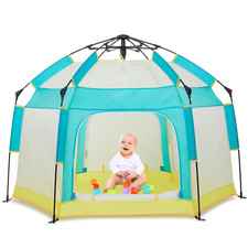 Portable Baby Playpen with Canopy Mosquito Net - Indoor/Outdoor Green Tent