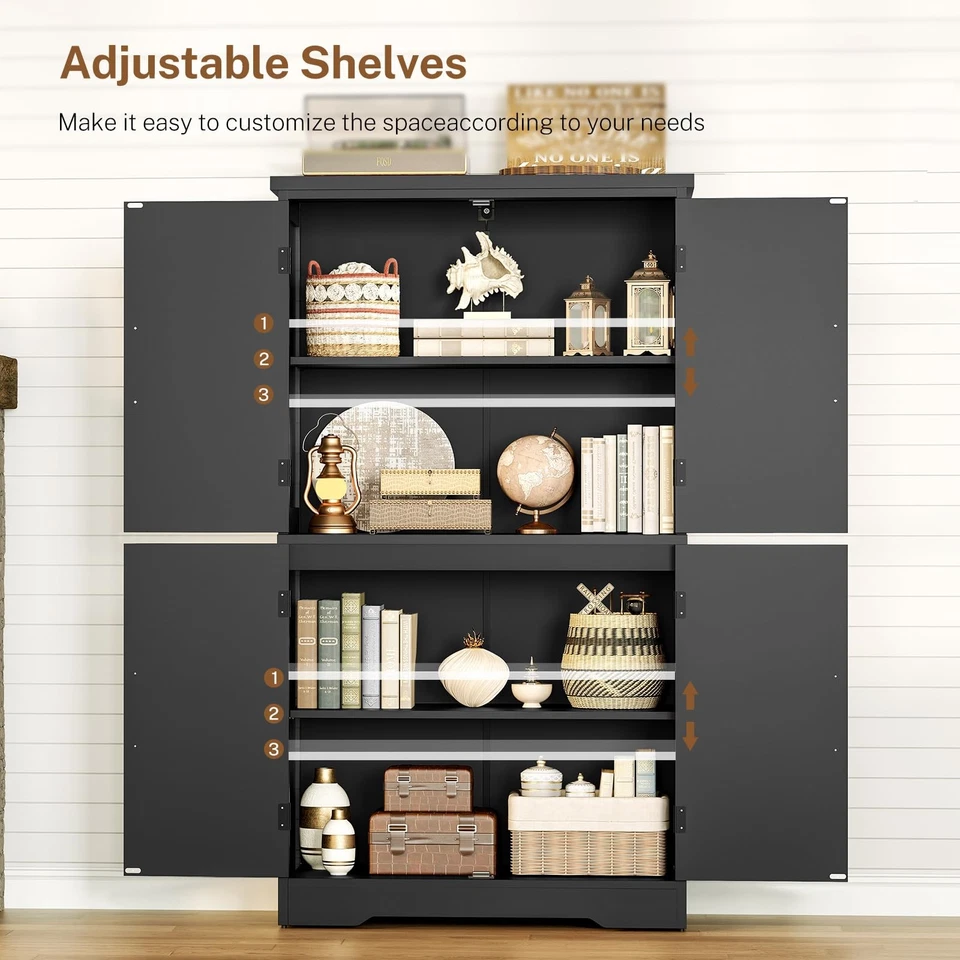 Armario de almacenamiento de granja con 2 estantes ajustables, armario de cocina con 4 D... Foto 4 de 4