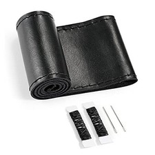 Genuine Leather Steering Wheel Cover, Made of Cowhide, Stitch on Wrap, Fit