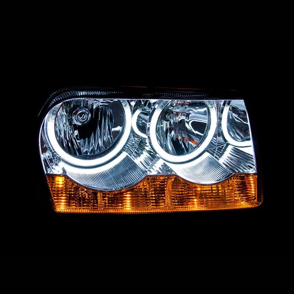 Juego de faros de cristal de lente transparente cromados con halo para Chrysler 300 2005-2010 Foto 4 de 4