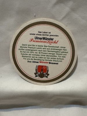 Old Beer Coaster ~*~ Ulmer Münster Pils Brauerei Gesellschaft ~ Munster, GERMANY