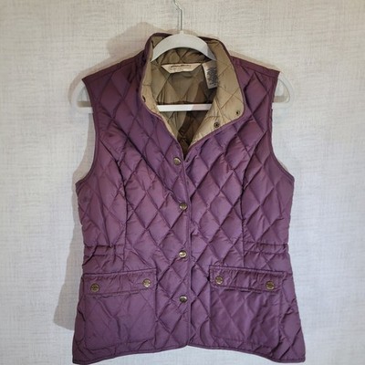 Eddie Bauer Goose Down Vest Womens Medium Purple Puffer Full Zip Quilted Pockets