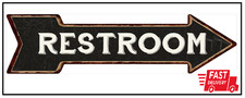 Restroom Right Arrow Sign Vintage Looking Metal Sign 6x18 inches
