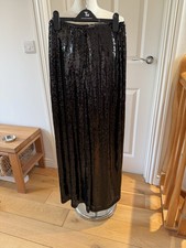 M&S Black Sequin Wide Leg Trousers Size 8