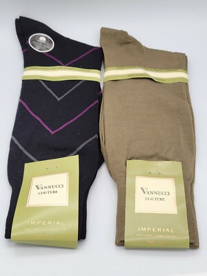 VANNUCCI COTURE ASSORTED  GOLF/DRESS Men's Dress Soc Cotton Size 10-13 (2) SK-10
