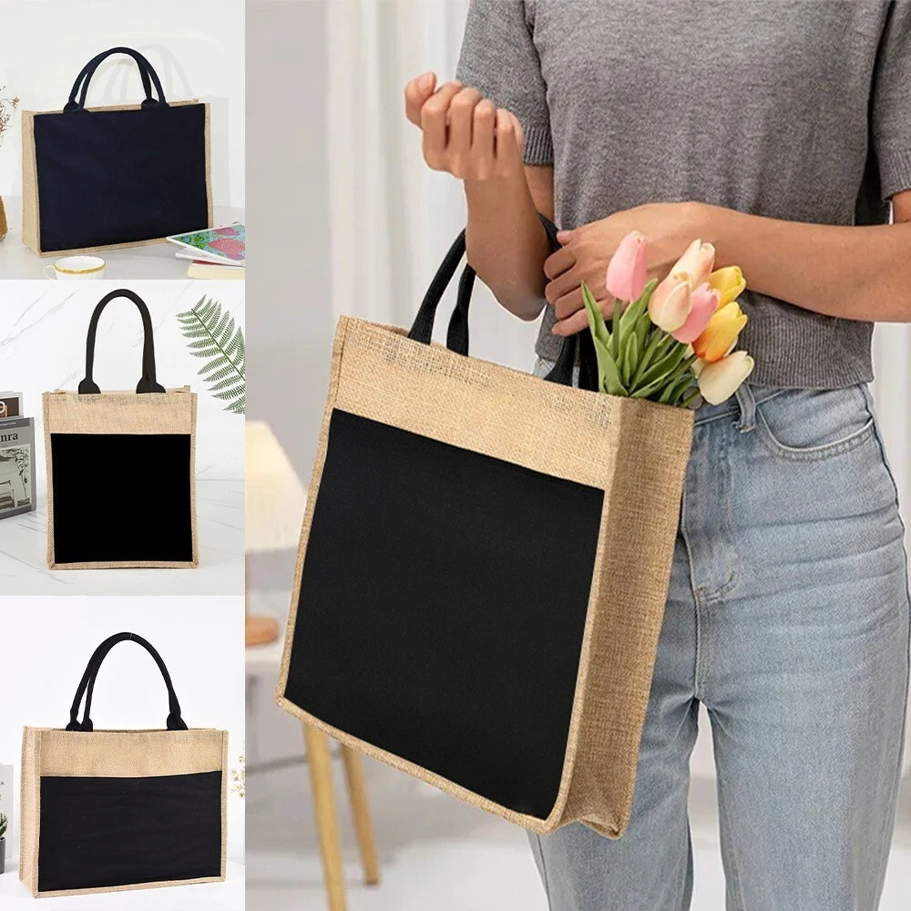 MEDEA Borsa shopper in juta con manici borsa riutilizzabile shopping e conservazione UK