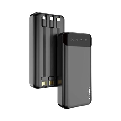 Powerbank Schwarz 3 eingebaute Kabel USB-C, iPhone-Kabel, Micro- USB 20000mAh 