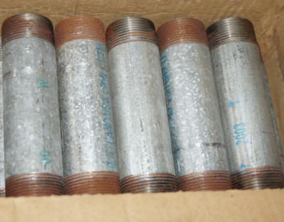 Lot of 5:  Schedule-40 Galvanized Pipe Nipples  1.25'' (1-1/4inch) NPT x 6''L USA