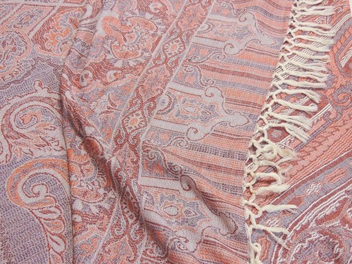 Lovely Shabnam Coral Paisley Wool Bedspread Reversible Huge Throw Blanket Queen - Picture 6 of 7
