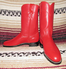 Womens Vintage Justin Diamond J Red Leather Roper Cowboy Boots 6 B NEW in Box