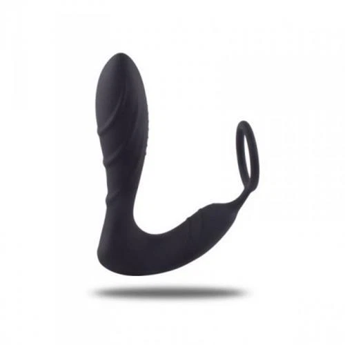 Dildo per prostata con anello fallico pene vibrante in silicone vibratore anale - Immagine 3 di 4