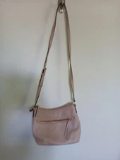 Kate Spade Blush Pink Pebbled Leather Cross Body Purse Bag Striped Lining