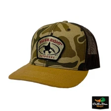 RIG'EM RIGHT OUTDOORS OLD SCHOOL CAMO MESH BACK HAT - DUCK LOGO