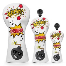 Brand new white explosion pattern golf club head cover, fairway wood hybrid club