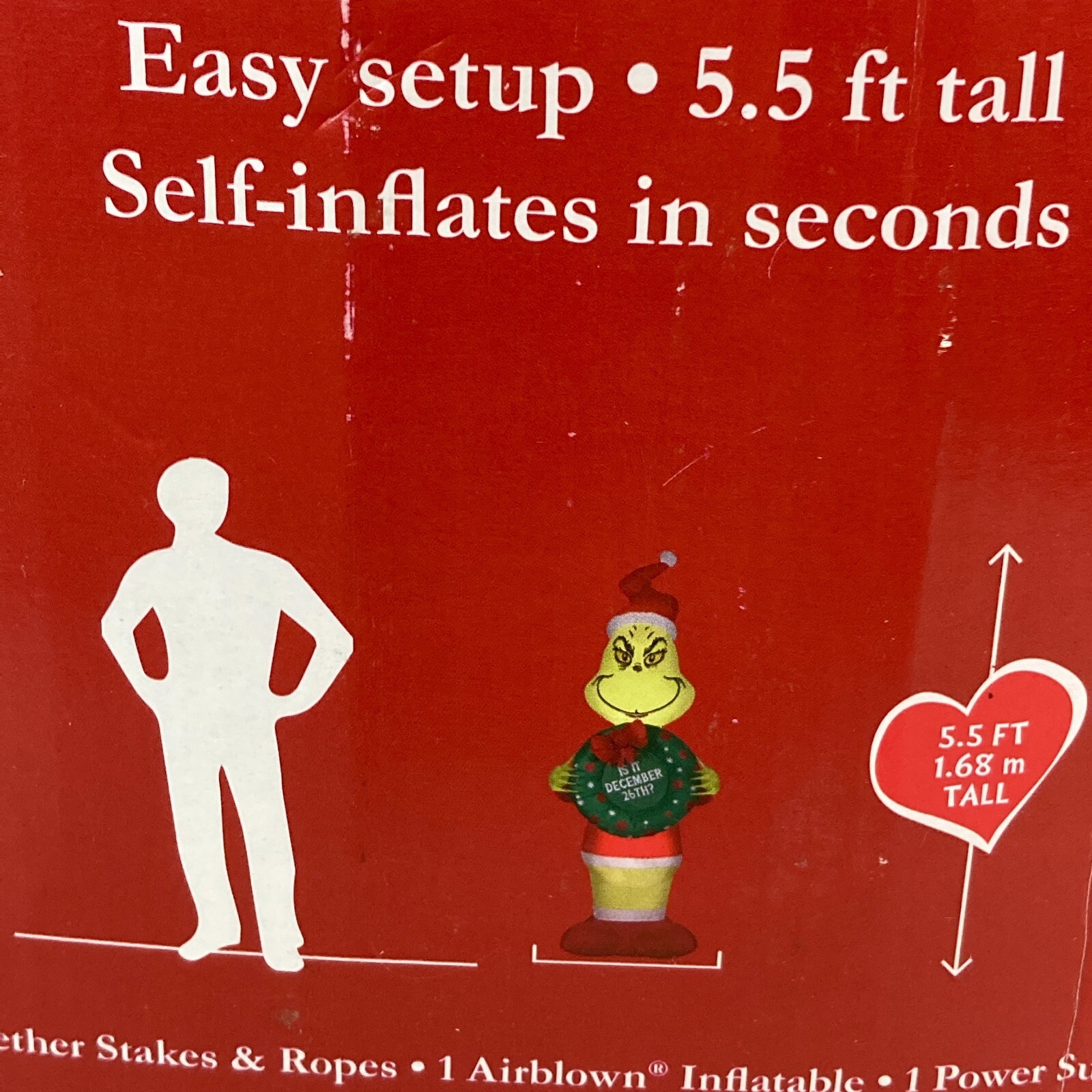 *PARTS ONLY* Gemmy Christmas Airblown Inflatable Grinch with Wreath, 5.