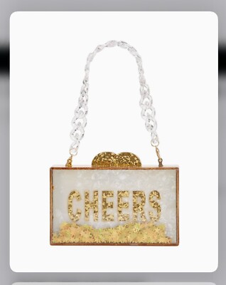 Brand New Bari Lynn Girl's Cheers Acrylic Box Clucth Bag