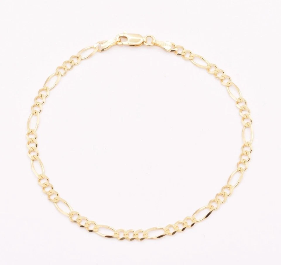 3.5mm Royal Figaro Solid Link Ankle Bracelet Anklet Real 10K Yellow Gold 8"-12" - Image 2 of 4