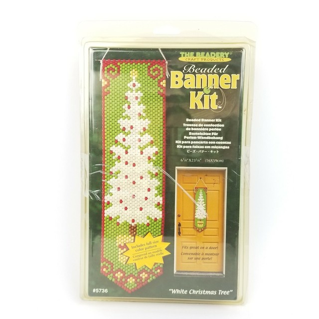 The Beadery Beaded Banner Kit #5736 White Christmas Tree 6 x 23 Wall Hanging  eBay