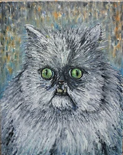 OSCAR THE CAT new BIG Art 16x20 original oil painting canvas pet signed Crowell