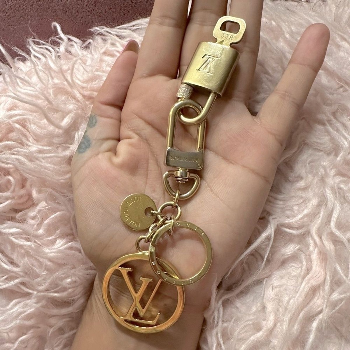 Louis Vuitton LV Circle Bag Charm & Key Holder w/ LV Padlock & Key