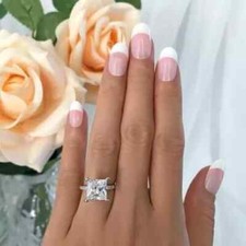 4 CT Solitaire Princess Cut Moissanite Engagement Ring Real 925 Sterling Silver