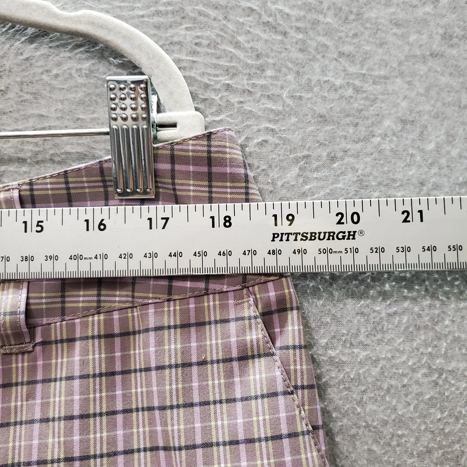 Adidas Women Shorts 14 Purple Plaid Golf Bermuda Chino Pockets Performance - Image 3 of 4