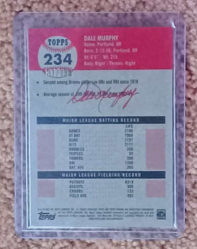 2022 Topps Chrome Platinum Anniversary #234 Dale Murphy Blue Diamond  /199 - Picture 2 of 2