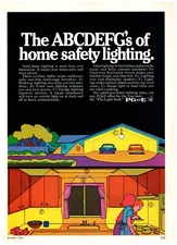 1972 PG&E Print Ad, The ABCDEFG's Of Home Safty Lighting Psychedelic 70's Art