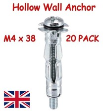 Image of 20 x METAL HEAVY DUTY PLASTERBOARD CAVITY WALL ANCHORS PLUG FIXINGS M4 x 38