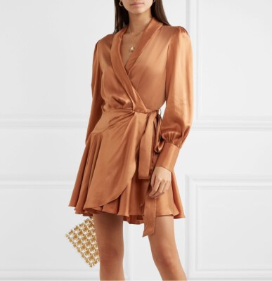 bronze silk dress