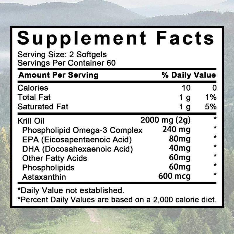 Antarctic Krill Oil 2000mg Softgels | Omega-3 EPA, DHA, with Astaxanthin - Image 2 of 4